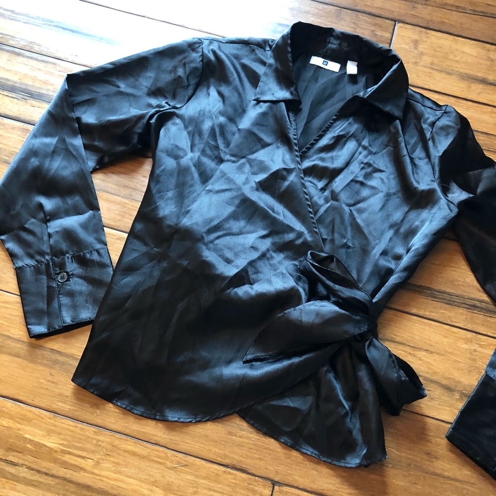 Gap silky wrap tie blouse